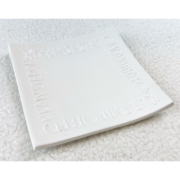 YRIA PAROS • White Handmade Greek Square Serving Plate - Picture 8 of 13